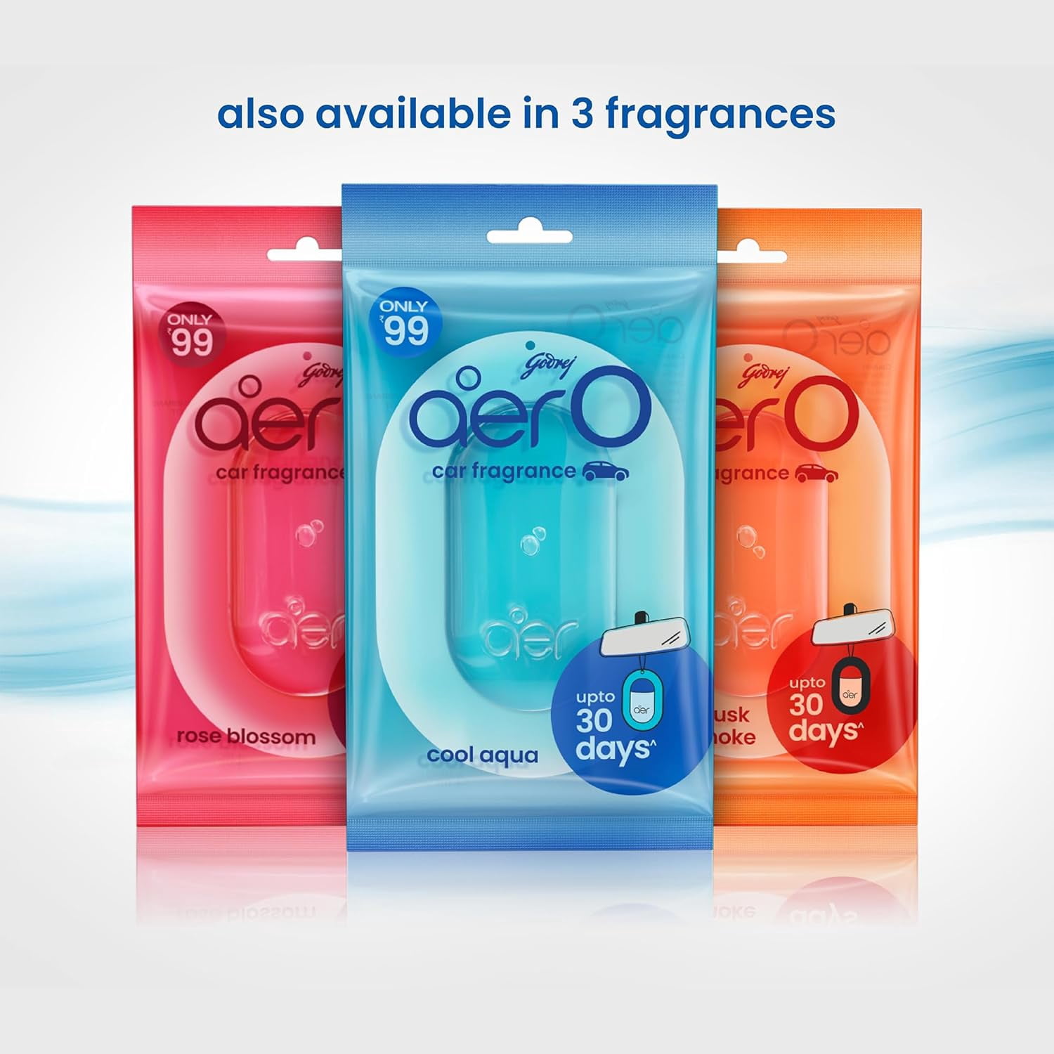 Godrej Aer-O Diffuseur De Parfum Pour Voiture Aqua Cool, 7.5 g, Dure jusqu’à 30 jours, Désodorisant pour voitures