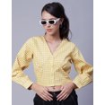 thumbnail image 5 of Moomaya Womens Printed Long Sleeves Crop Top, V-Neck Cotton Summer Short Top, 5 of 8