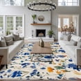 thumbnail image 3 of Area Rug for Living Room, Spring Blue Flowers Non-Slip Indoor Large Carpet for Bedroom/Dining Room, Vintage Floral Botanical Rustic Garden Washable Low-Profile Rectangle Floor Runner Rugs - 5 x 7 Ft, 3 of 8