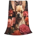 thumbnail image 2 of Balery Vintage Red Flower Chihuahua Manta de Felpa Suave y Acogedora – Cobija de Franela Aterciopelada para Cama, Lavable y Cálida para Sofá, Mascotas, Transpirable-50"x40", 2 of 7