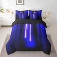 thumbnail image 2 of Feelyou Glitter Blue Lines Twin Bedding Sets 7-Piece for Kids, Neon Gradient Lightning Bedding Comforter Set, Modern Fashion Abstract Reversible Sheet Sets, Microfiber Bedroom Decor, 2 of 8