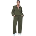 thumbnail image 3 of Lounge Sets For Women 2023 Oversized Half Zip Sweatshirt And Wide Leg Sweatpant 2 Piece Outfits Sweatsuit Tracksuit, 3 of 7