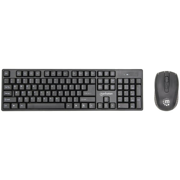 Manhattan Wireless Keyboard and Mouse Combo - Full-Size USB Wireless Keyboard Mouse Set with 2.4GHz Dongle for PC Computer Laptop - Compatible with Windows and Mac – 3 Year Warranty - Black 178990