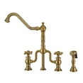 thumbnail image 3 of Whitehaus Twisthaus Plus Bridge Faucet with Long Traditional Swivel Spout, Cross Handles and Solid Brass Side Spray, 3 of 5