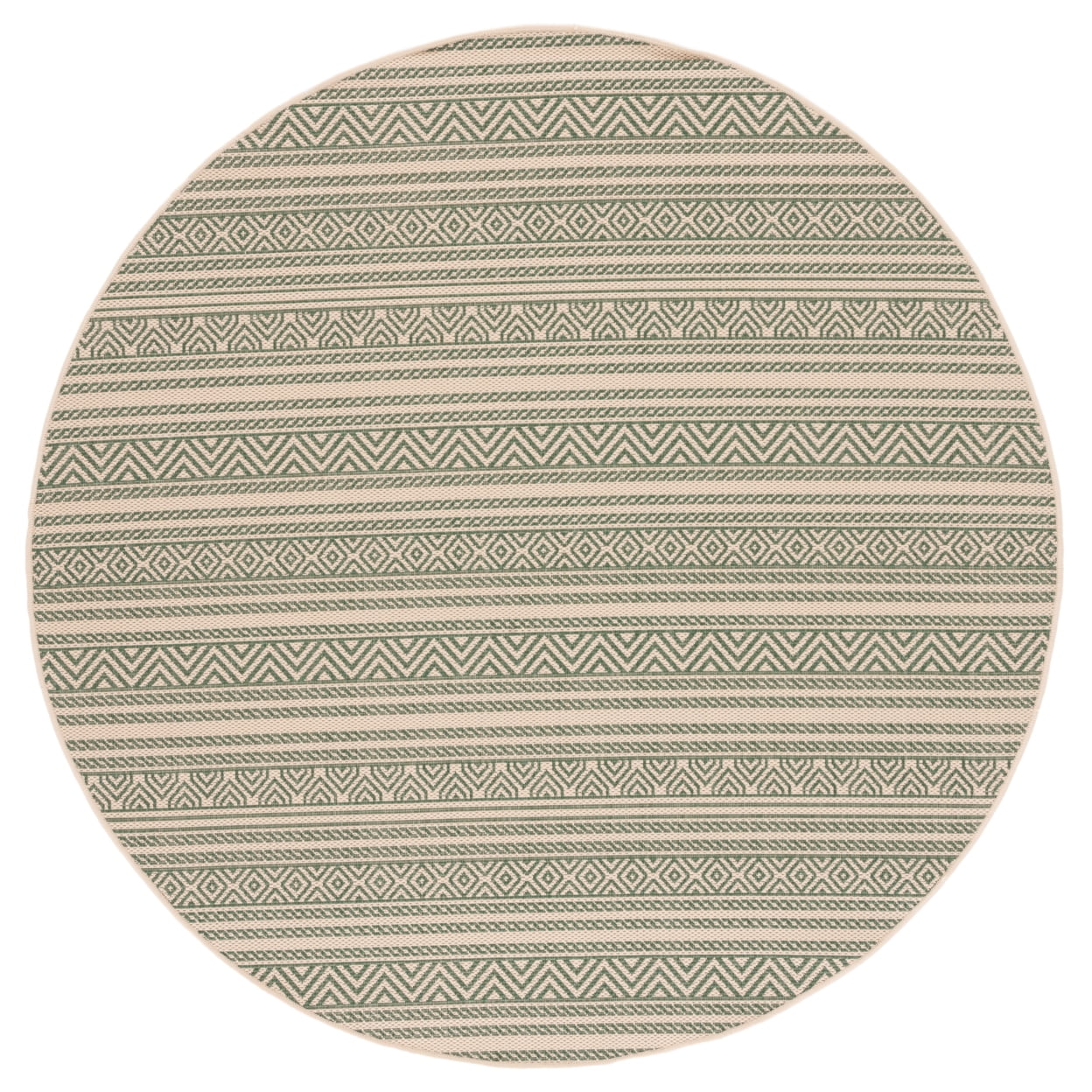 SAFAVIEH Courtyard Seanna Striped Indoor/Outdoor Area Rug, Beige/Dark Green, 9' x 12'