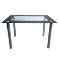 thumbnail image 4 of Hassch 43 Inch Glass Dining Table for 4-6 Person, Rectangular Kitchen Table with Metal Legs, Transparent & Black, 4 of 6