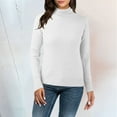 thumbnail image 2 of Gyexs Turtleneck Tops for Women Turtleneck Long Sleeve Ribbed Knit Shirts Business Casual Work Blouses Halloween Sweater, White, Size XXL, 2 of 4