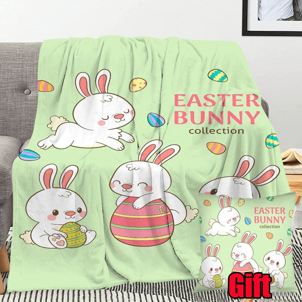 Dicasser Easter Spring Throw Blanket With Pillowcase Soft Warm Cozy
