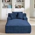 thumbnail image 2 of Aukfa 79" Oversized Chaise Lounge Indoor, Corduroy Sleeper Sofa Bed, Upholstered Couch, No Assembly Required for Living Room, Bedroom, Blue, 2 of 7