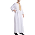 thumbnail image 4 of Clearance! Borniu Thobe,Robe for Men, Muslim Robe Arab Middle Robe Long Style 8/4 Sleeve Embroidered Standing Neck Pocket Long Shirt Fashion Casual Robe Muslim Clothes for Men Clearance, 4 of 9