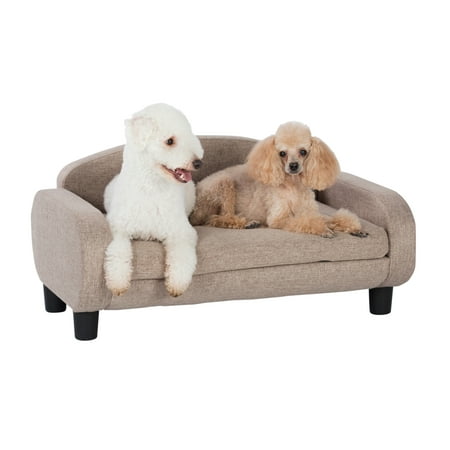 Paws & Purrs Modern Pet Sofa 31.5" Wide Low Back Lounging Bed with Removable Mattress Cover in Sand Brown