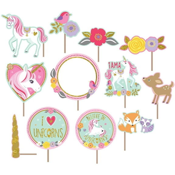 Magical Unicorn Wall Poster Decorating Kit w/ Photo Props (17pc)