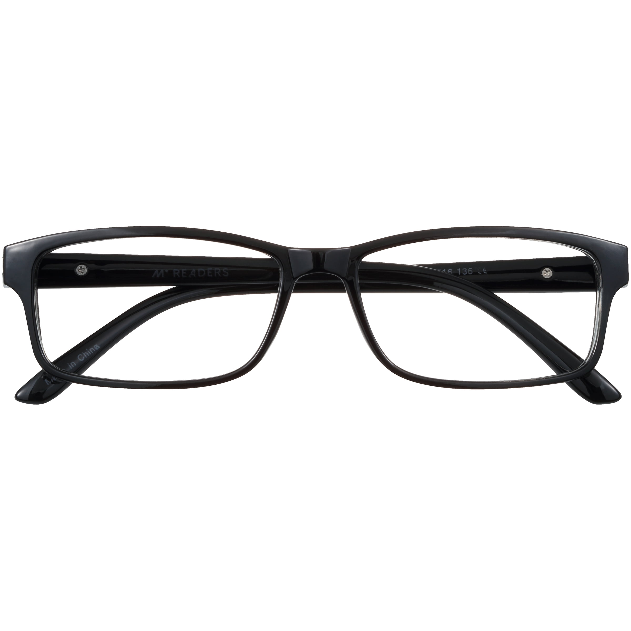 M Readers Men's Scratch Resistant Fraizer +1.00 Rectangle Reading Glasses with Case, Black