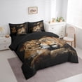 thumbnail image 3 of Feelyou Romantic Lion Animal Bedding Comforter Set 7 Pieces for Adult, Lover Valentines Day Full Bedding Set, Jungle Wildlife Reversible Fitted Sheet Flat Sheet, Lightweight Room Decor, 3 of 7