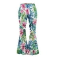 thumbnail image 6 of FKELYI Tropical Leaf Hibiscus Flower Print Flare Leggings Wide-Legged Yoga Pants Women's Bell Bottom Yoga Leggings High-Waist Sweatpants Split-Front Gym Leggings for Running Yoga, S, 6 of 7