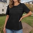thumbnail image 3 of T Shirts for Women 2026 Summer Short Sleeve Crewneck Hollow out Breathable Dressy Casual Office Work Tshirt Blouse, 3 of 8