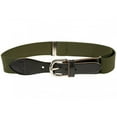 thumbnail image 1 of Kids Elastic Adjustable Belt with Leather Closure - Olive Green, 1 of 1
