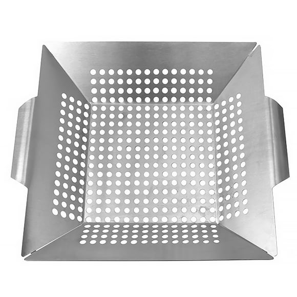 KAKOWELY Baking Tray 1Pc Square Baking Tray Stainless Steel Barbecue Basket BBQ Grill Plate12.2"X12.2"X2.36"