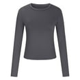 thumbnail image 5 of BLVB Women's Casual Basic Going out Crop Tops Slim Long Sleeve Crew Neck Tight T Shirts Base Layer Tops Blouses, 5 of 7