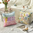 thumbnail image 3 of Happy Easter Rabbit Easter Eggs Carrots Watercolor Throw Pillow Covers, 18 x 18 Inch Orange Hunny Bunny Stripes Cushion Case Decoration for Sofa Couch Set of 4, 3 of 6