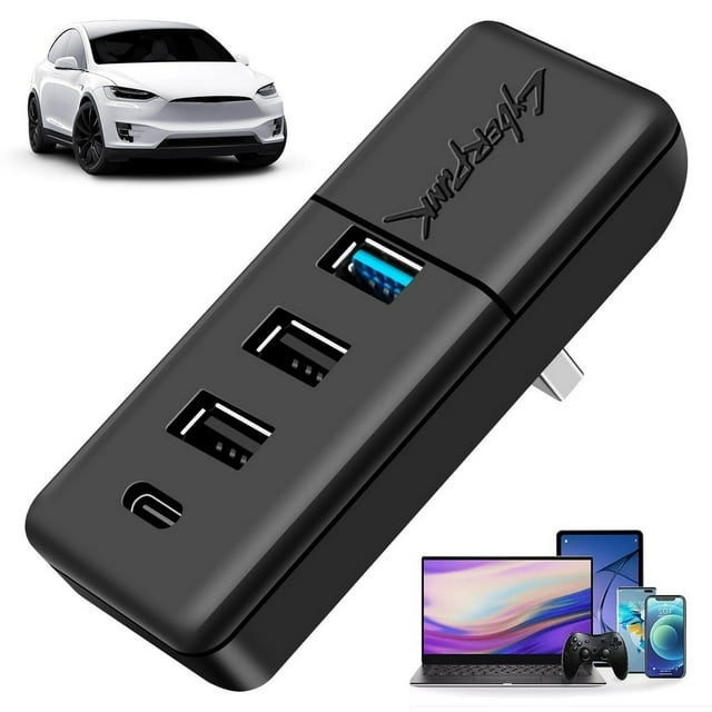 USB Hub Compatible with Model 3 Y 2021/Model 3 Y 2022 USB Hub Adapter 4 in 1 USB Hub Docking Station with 3 USB and 1 USB-C Port Reusable 4-Port Game Co-pilot USB Splitter
