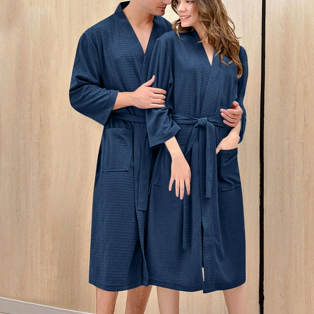 RXIRUCGD Robe de Nuit d'Hiver Chaude pour Femmes Peignoir pour Couple Hommes et Femmes et Robe de Nuit d'Hiver ( Marine, Taille:L )