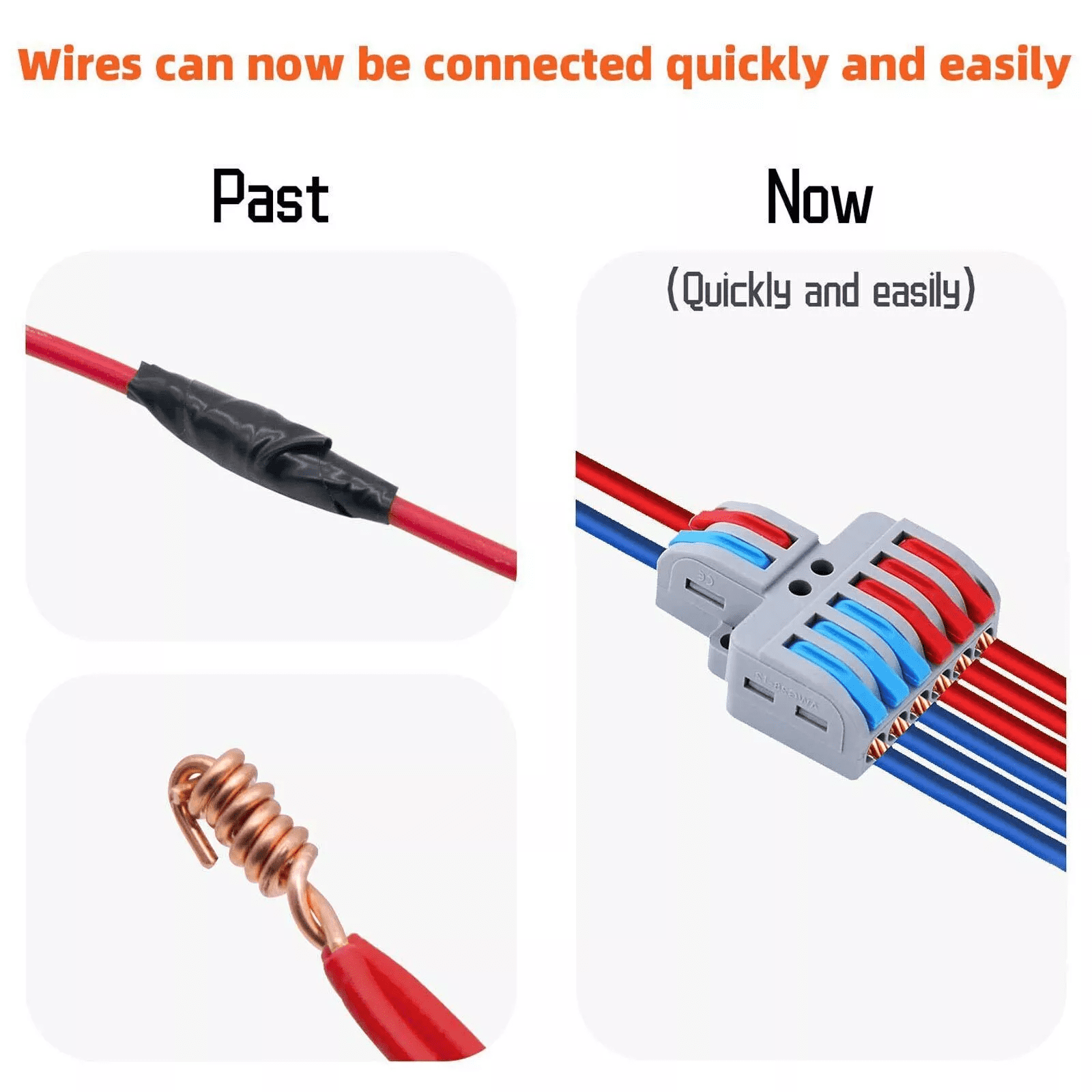 NineLeaf 60PK Electrical Splice Connectors, 2 in 6 Out DIY Mini Wiring Cable Block, Compact Lever Wire Connectors, 28-12 AWG