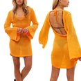 thumbnail image 1 of TRKIYQC Vestido de punto de manga larga para mujer Vestido de ajuste delgado con cuello en V de color sólido a la moda TRKIYQC moda, 1 of 7