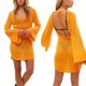 thumbnail image 1 of TRKIYQC Vestido de punto de manga larga para mujer Vestido de ajuste delgado con cuello en V de color sólido a la moda TRKIYQC moda, 1 of 7