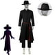 thumbnail image 1 of Moonsky-Disfraz tradicional de cazador de demonios Hanbok Kpop para hombre, disfraz de Huntrix Saja para niño, disfraz njunto completo de color liso con cinturón rojo mujeres y hombres.Negra-XL, 1 of 3