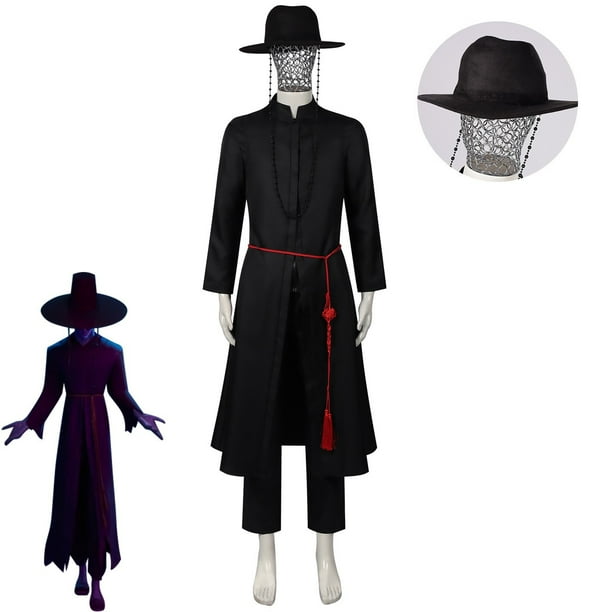 Moonsky-Disfraz tradicional de cazador de demonios Hanbok Kpop para hombre, disfraz de Huntrix Saja para niño, disfraz njunto completo de color liso con cinturón rojo mujeres y hombres.Negra-XL