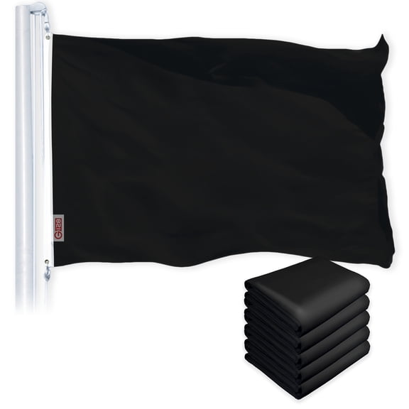 Solid Black Color Flag 3x5FT 5-Pack Printed 150D Polyester By G128