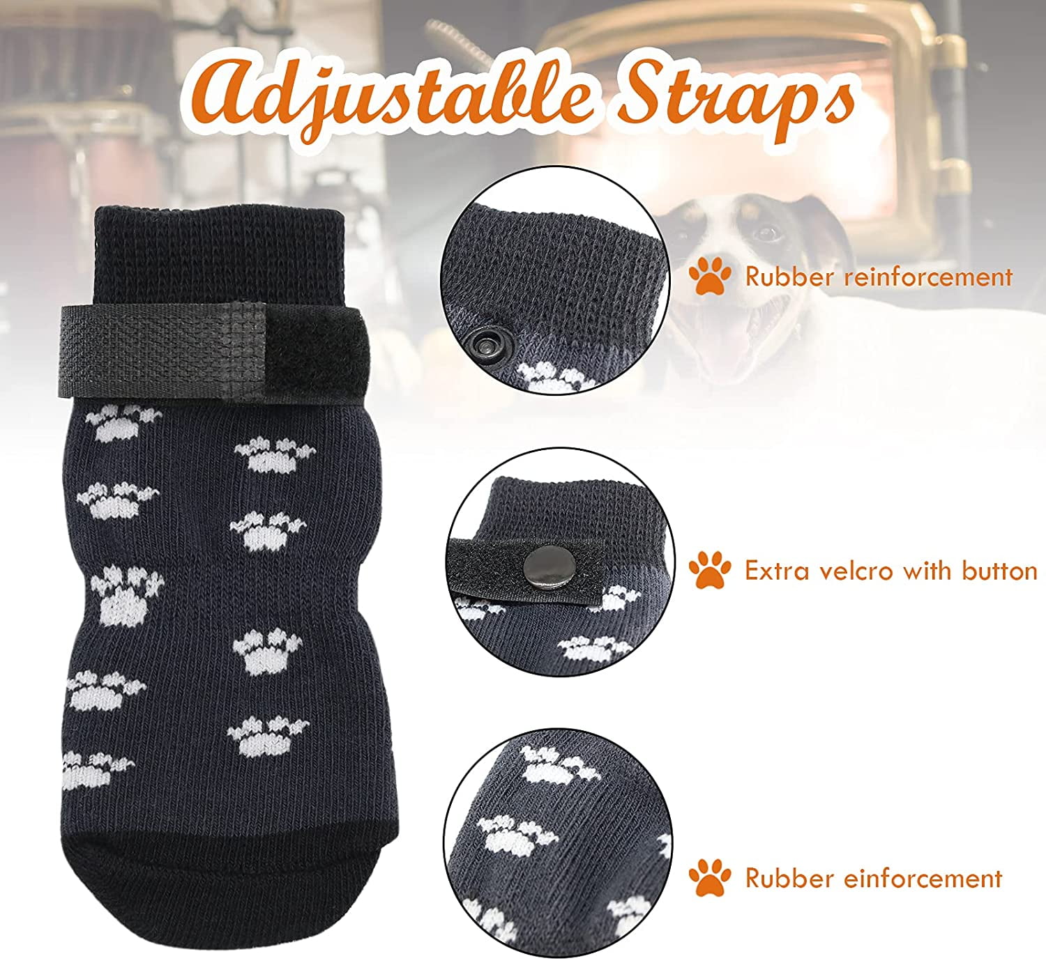 4pcs Anti Slip Dog Socks Dog Grip Socks Straps Traction Control Indoor  Hardwood Floor Wear Pet Paw Protector Small Medium Large Dogs, 90 Days  Buyer Protection