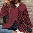 thumbnail image 3 of Herrnalise Jackets For Women Coat Leopard Printed Mid Length Jacket For Woman Shackets For Women 2024 fall Wine,M, 3 of 7