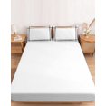 thumbnail image 2 of Twin Sze Fitted Sheet Set - White 2 Piece Bedding Sets 16" Deep Pocket Fitted Sheet with 1 Pillowcase, Farmhouse Solid White Color Modern Art Brushed Microfiber Hotel Luxury Bed Sheets, 2 of 9