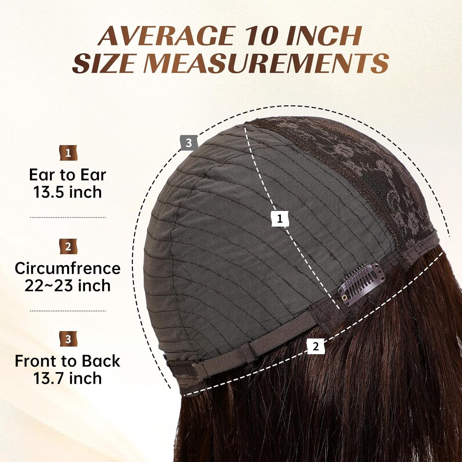 DOPI 10 Inch Brown Mixed Blonde Wigs Human Hair for Women, Remy Human Hair Wigs, Human Hair Wigs with Bangs