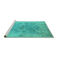 thumbnail image 2 of Ahgly Company Machine Washable Indoor Round Oriental Turquoise Blue Traditional Area Rugs, 6' Round, 2 of 4