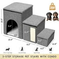 thumbnail image 4 of Airnesolly Dog Stair for Small Dog with Storage,Foldable Pet 3-Step for Couch Sofa,High Beds,17"H,Grey, 4 of 11
