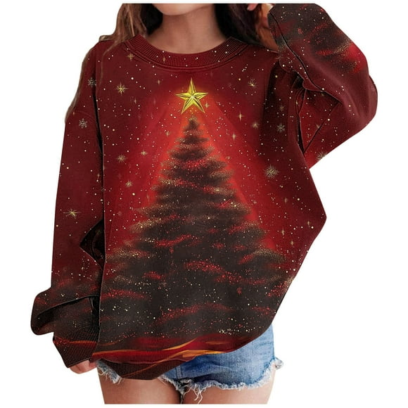 Lovzfmll Chandail à Capuche Ample Imprimé Village d'Hiver pour Garçons et Filles, Chandail Décontracté à Manches Longues, Tissu Polaire Santé pour Tout-Petits 2-3 Ans