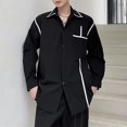 thumbnail image 2 of Afdoent Shirts For Men 2025 Male Spring Summer New Personality Color Patchwork Strip Design Trend Loose Shirt Vacation Shirt For Men, 2 of 4