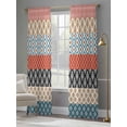 thumbnail image 3 of Boho Colorful Sheer Curtains 96 inches Long 2 Panels Set Striped Ethnic Style Geometric Classical Retro Tiers Sheers Rod Pocket Small Window Short Curtains for Kitchen Cafe, Each 52" W x 96" L, 3 of 7
