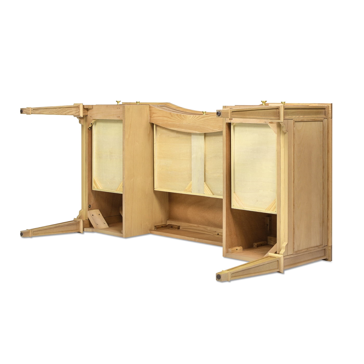 JTH LUXE Dauphin Gold Accent 5-Drawer Wood Executive Desk, Natural Brown Ash Wood & Veneer