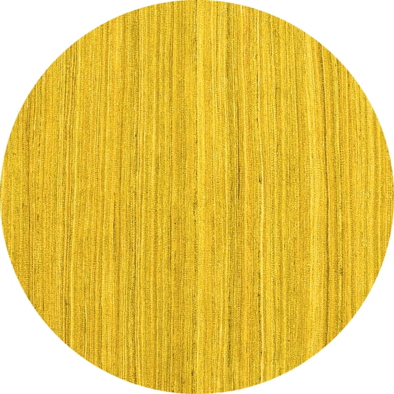Ahgly Company Machine Washable Indoor Round Abstract Yellow Contemporary Area Rugs, 5' Round