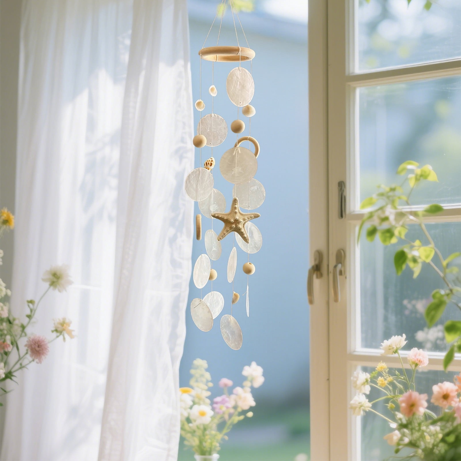 Bzdzmqm under $5 Shell Wind Chime, Sea Shell Wind Chime, Coastal Home Decor, Beach Themed Wind Chime, Outdoor Garden Decor, Balcony Hanging Ornament, Relaxing Wind Bell
