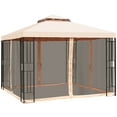 thumbnail image 6 of Gymax 10x10ft Metal Gazebo W/ Mosquito Netting Canopy Gazebo 2 Tier Vented Gazebo Top, 6 of 10
