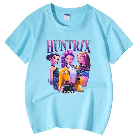 Summer Graphic T Shirt For Boys Girls Round Neck Short Sleeve Tee Comfortable Casual Daily Wear Top For Ages 1 To 13 Years Childrens Shirt Sky Blue,110