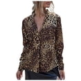 thumbnail image 1 of Blusa de camisa con cuello en V transpirable de manga larga con estampado de leopardo para mujer a la moda Fridja  ghj987+2028, 1 of 9
