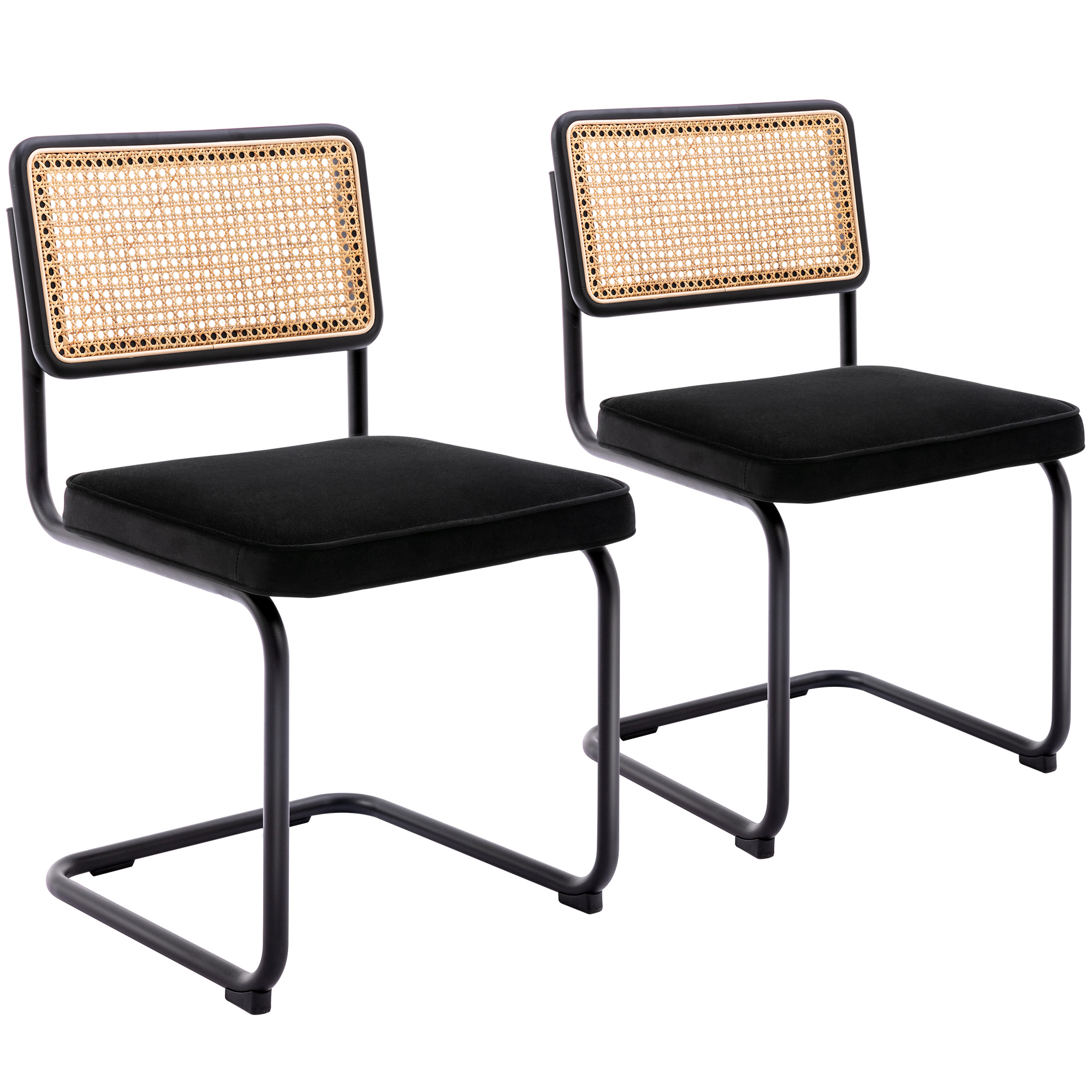 ONEVOG Rattan Dining Chairs Set of 2, Upholstered Velvet Kitchen Chairs