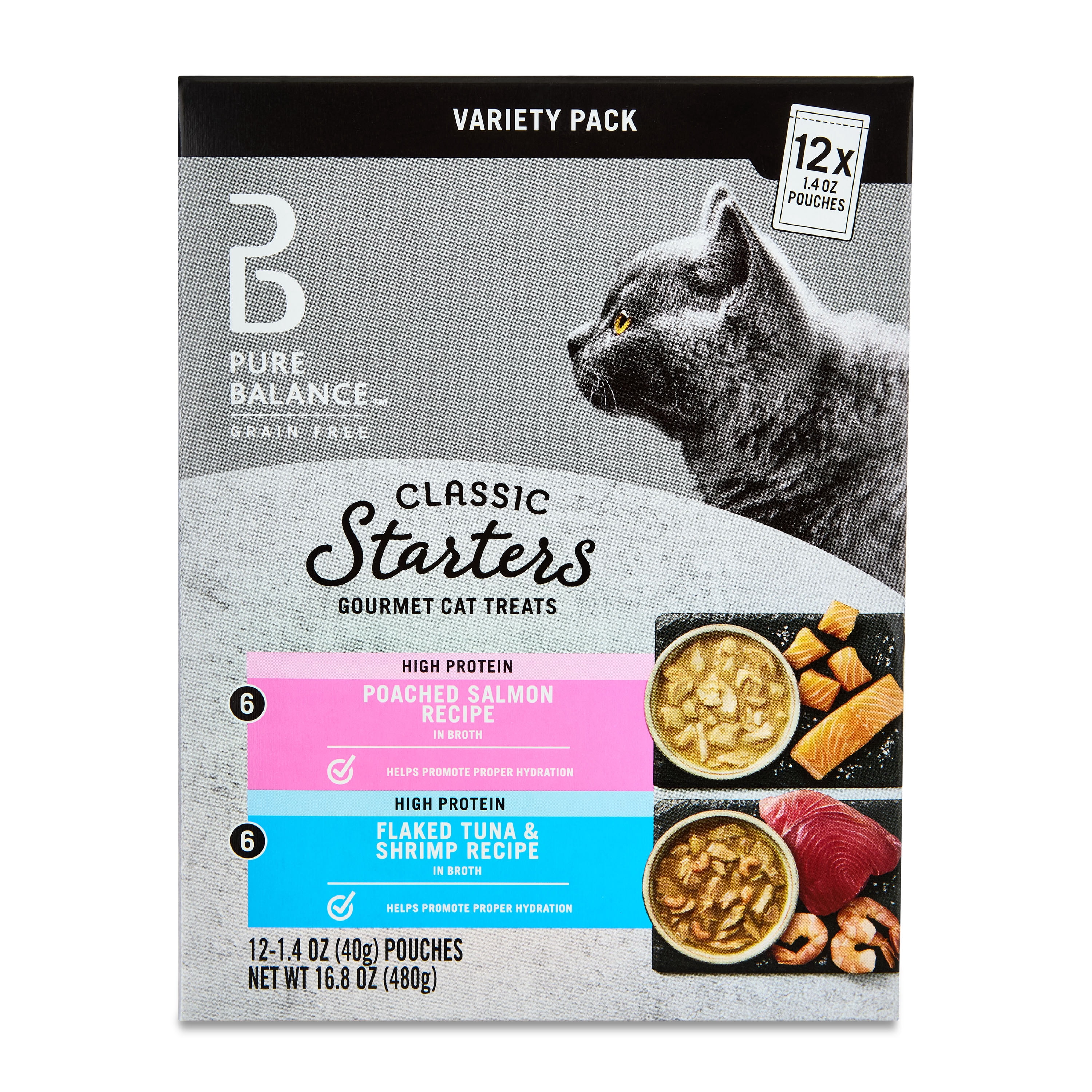 (2 pack) Pure Balance Grain-Free Gourmet Wet Cat Treats Variety Pack, 1.4 oz, 12 Count