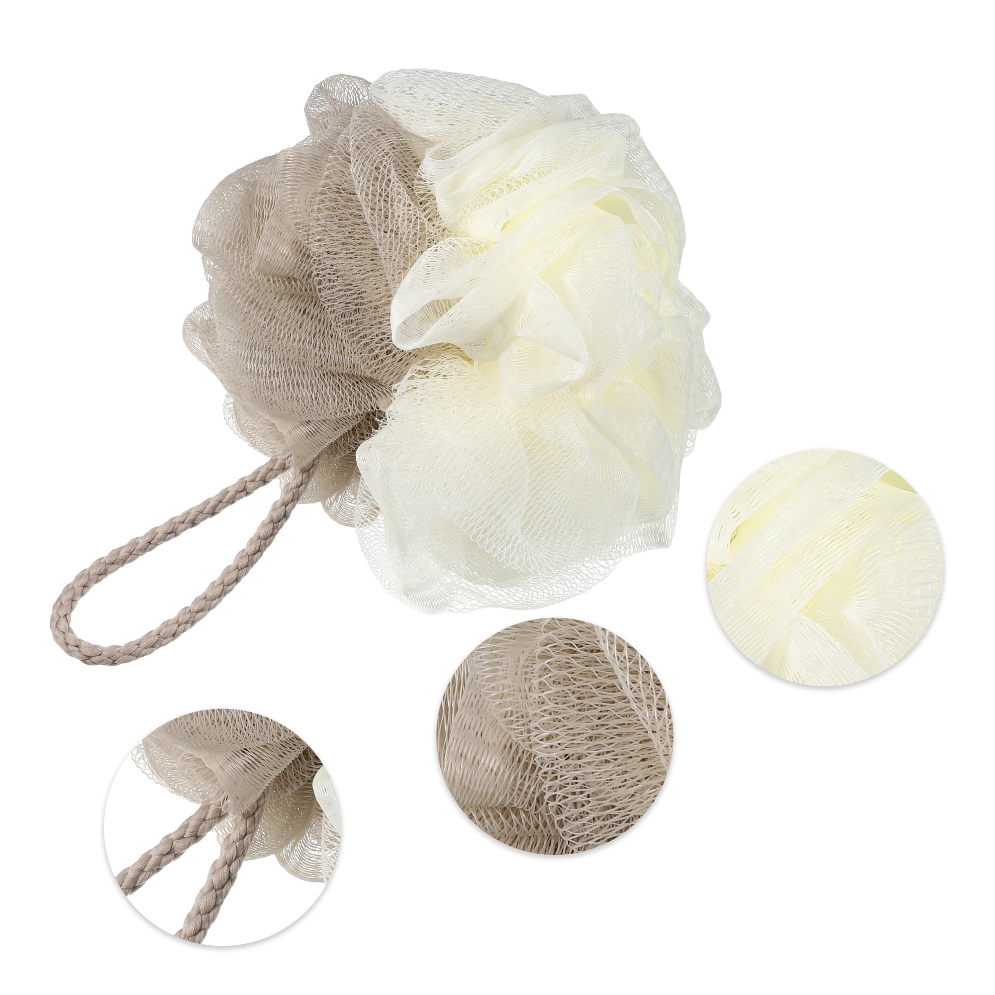 Unique Bargains Bath Shower Loofah Sponge 4.72"x5.12" 1 Pc Khaki